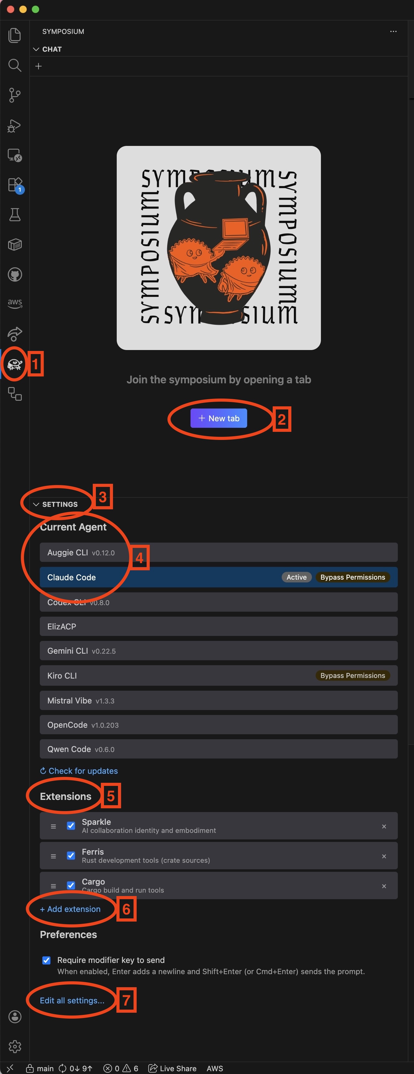 Symposium panel in VSCode